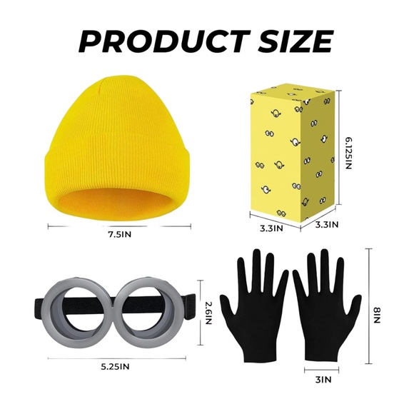 Minions Themed Halloween Costume Accessories, 3 pcs - Picture 2 of 4